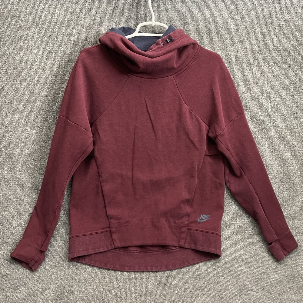 Nike High Neck Hoodie Women's Sz S Burgundy Pullover Drawstring 789534-681